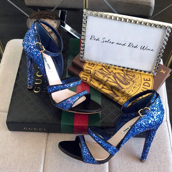 Miu Miu Shoes - ❗️Price firm! Miu Miu Blue Glitter Sandals